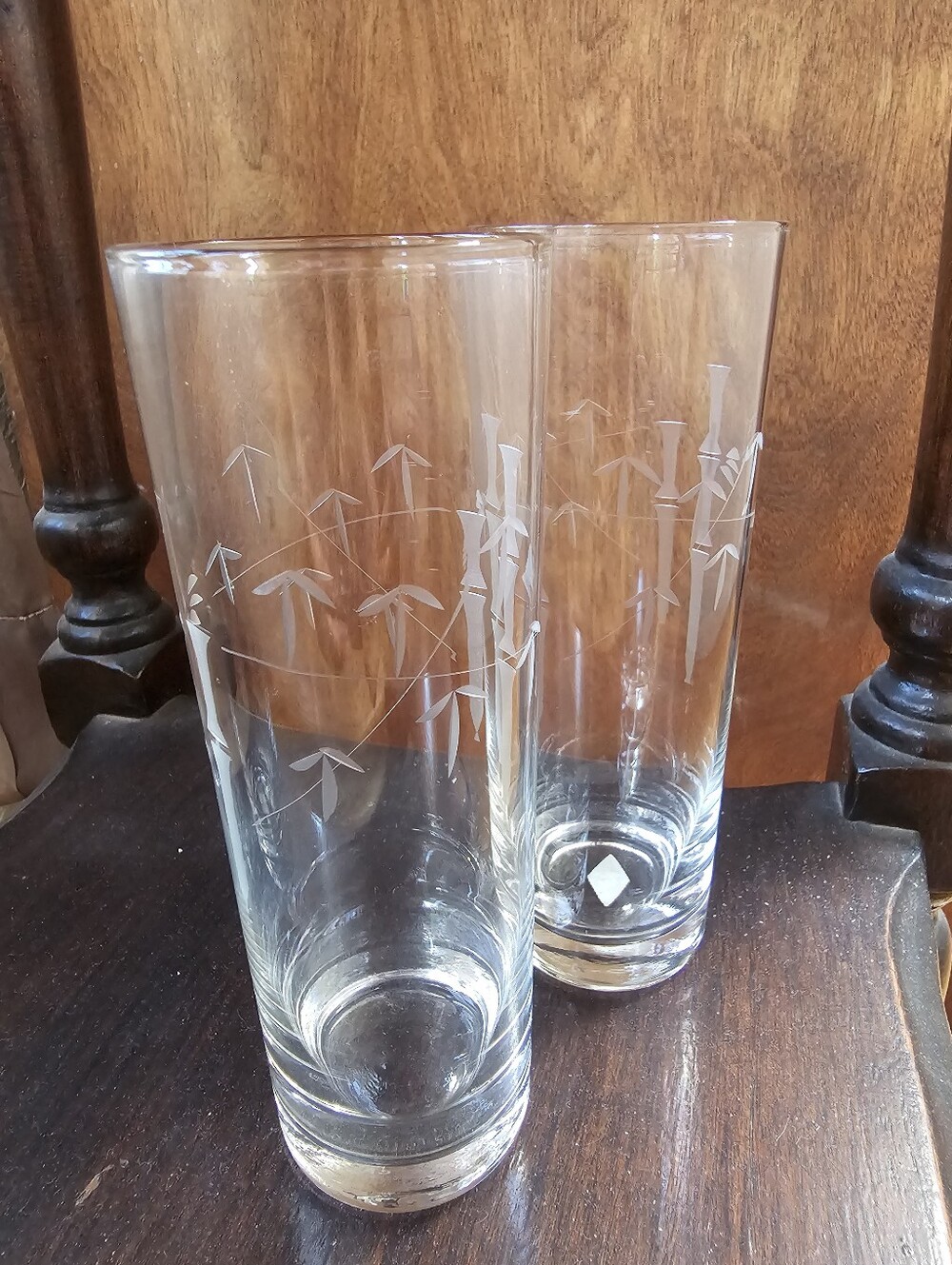 Noritake Sasaki Clear Etched Bamboo Highball Glasses - Set of 6